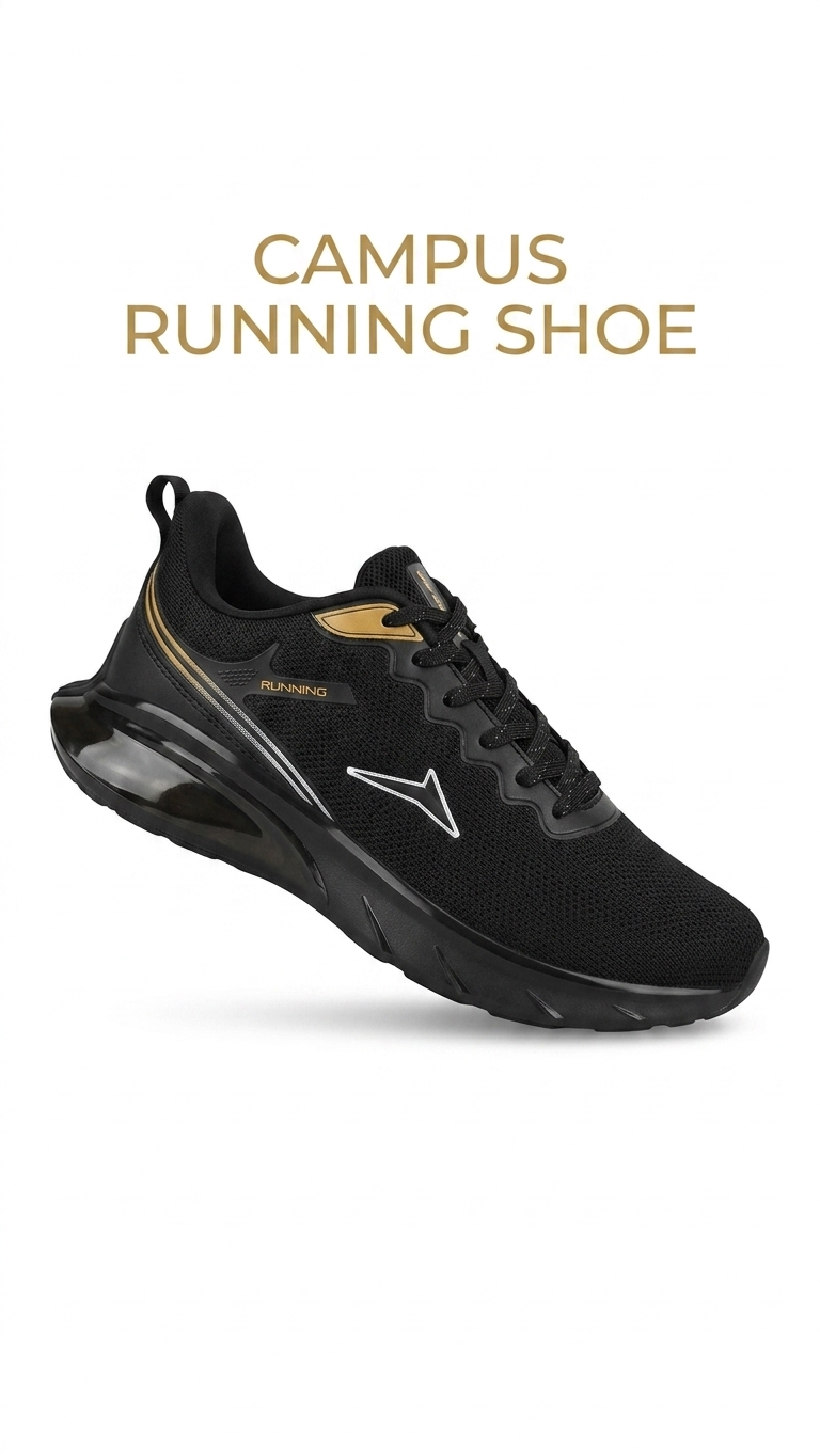 Men's Ultra-Lightweight Breathable Running Shoes – Black & Gold