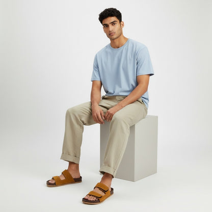 “Debon Men’s Premium Brown Comfort Slide Sandal”