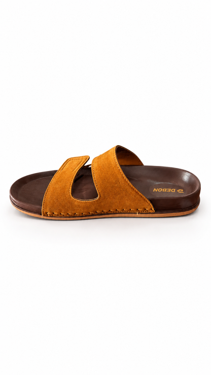 “Debon Men’s Premium Brown Comfort Slide Sandal”