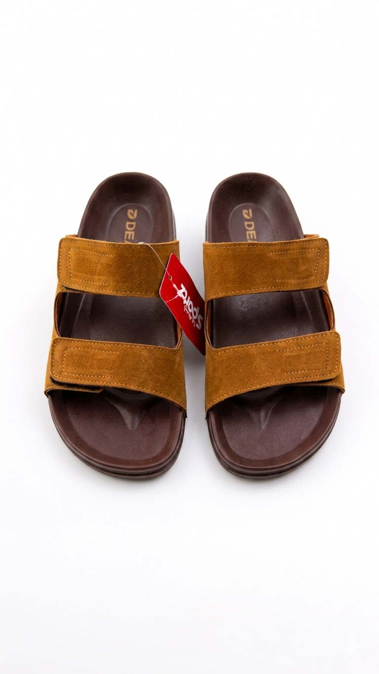 “Debon Men’s Premium Brown Comfort Slide Sandal”