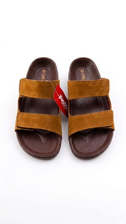 “Debon Men’s Premium Brown Comfort Slide Sandal”
