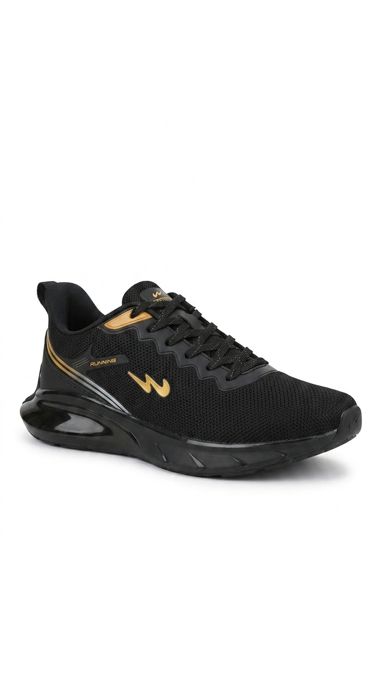 Men's Ultra-Lightweight Breathable Running Shoes – Black & Gold
