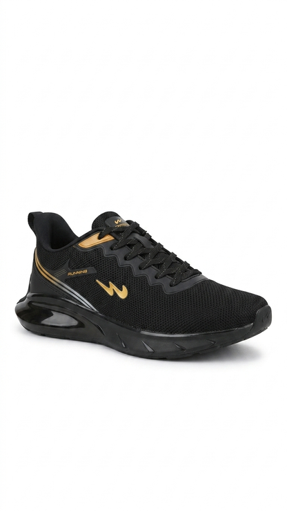 Men's Ultra-Lightweight Breathable Running Shoes – Black & Gold