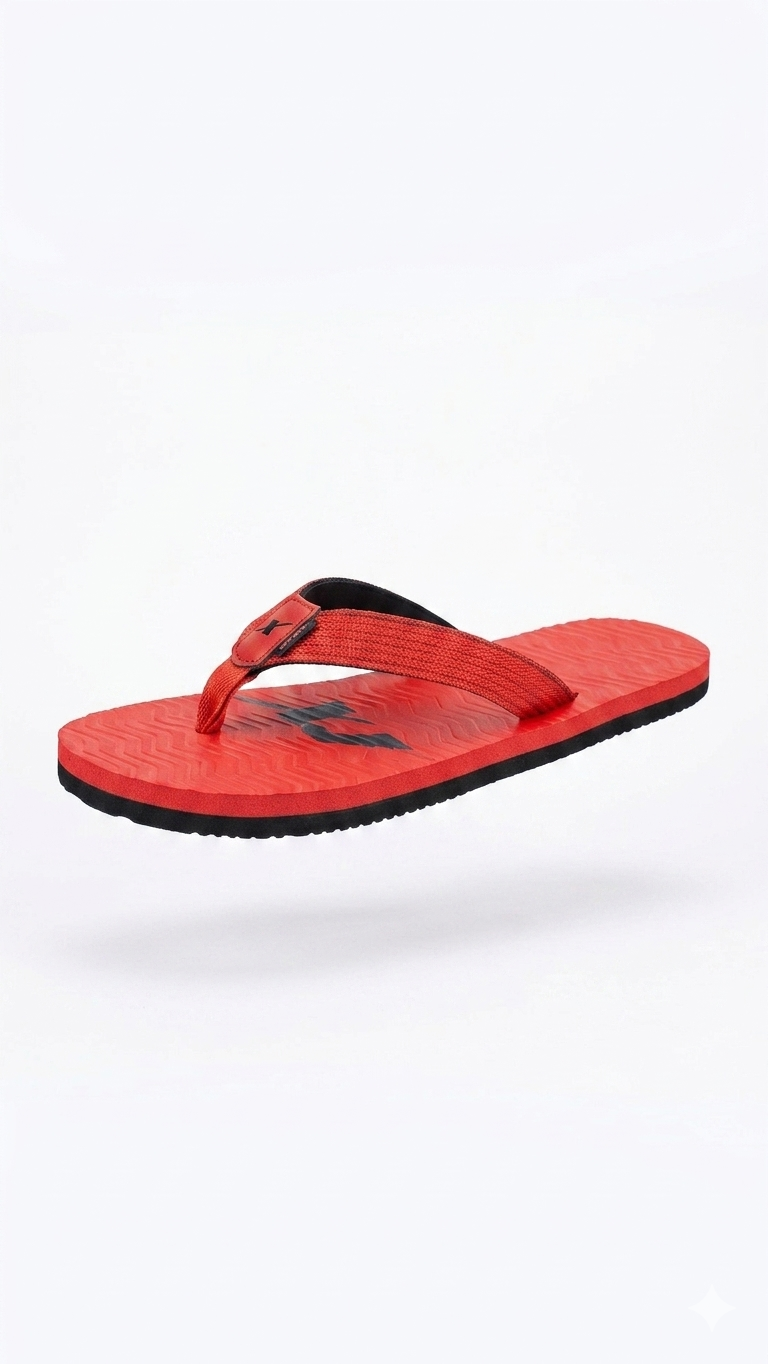 Sparx Men's Ultra-Lightweight Casual Flip-Flops – Red & Black
