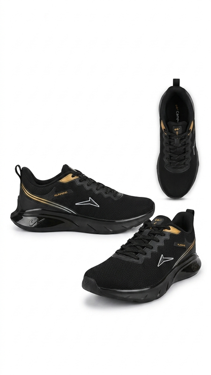 Men's Ultra-Lightweight Breathable Running Shoes – Black & Gold