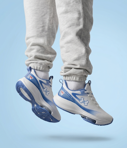 "Men’s Lightweight Breathable Sneakers - Sky Blue & White Performance Running Shoes"