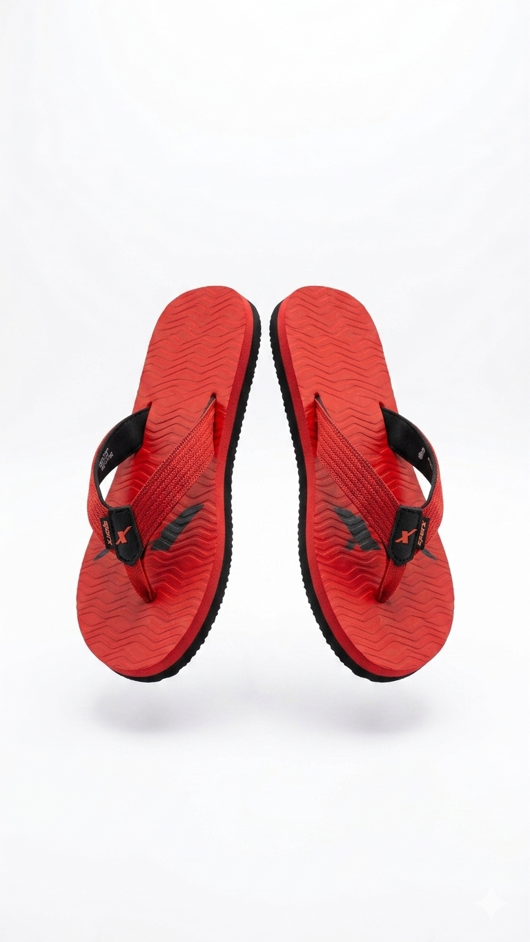 Sparx Men's Ultra-Lightweight Casual Flip-Flops – Red & Black