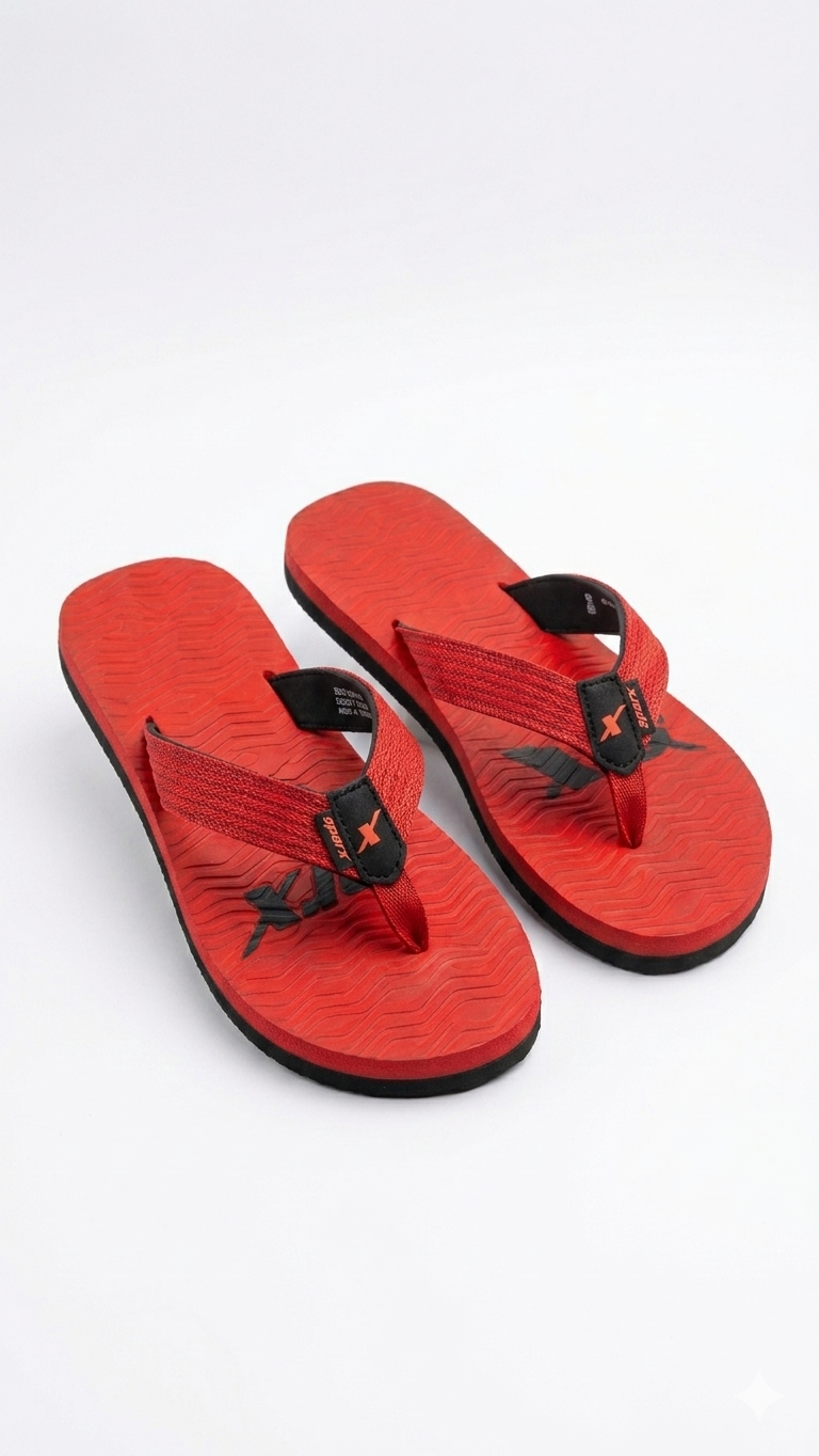Sparx Men's Ultra-Lightweight Casual Flip-Flops – Red & Black