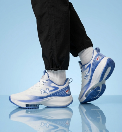 "Men’s Lightweight Breathable Sneakers - Sky Blue & White Performance Running Shoes"