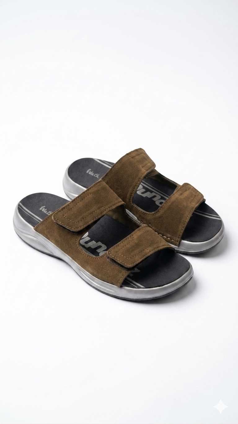 Runn Men’s Brown Comfort Slide Sandal