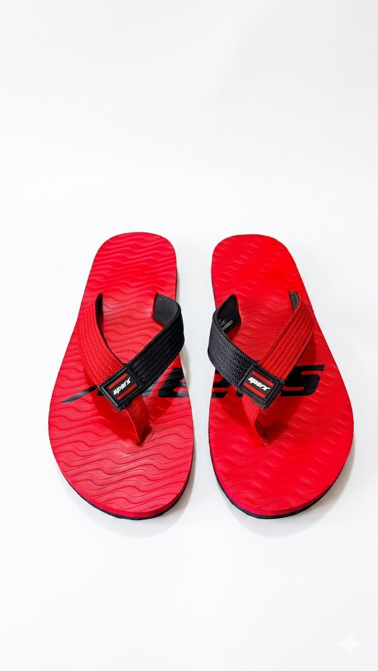 Sparx Men's Ultra-Lightweight Casual Flip-Flops – Red & Black