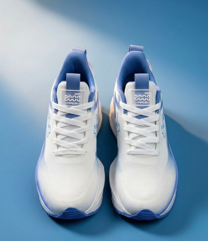 "Men’s Lightweight Breathable Sneakers - Sky Blue & White Performance Running Shoes"