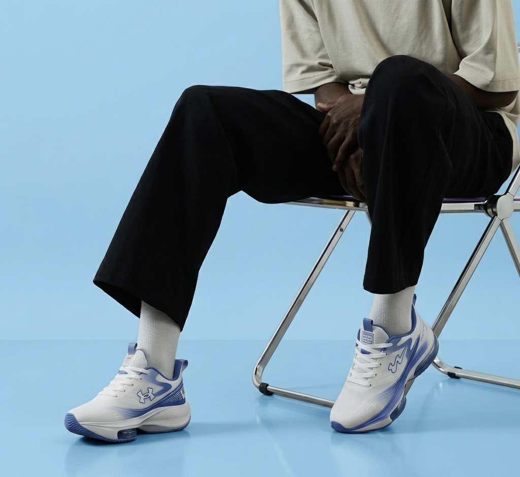 "Men’s Lightweight Breathable Sneakers - Sky Blue & White Performance Running Shoes"