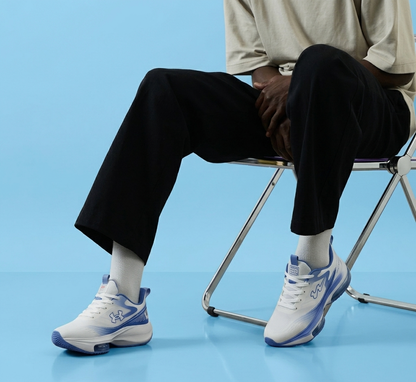 "Men’s Lightweight Breathable Sneakers - Sky Blue & White Performance Running Shoes"