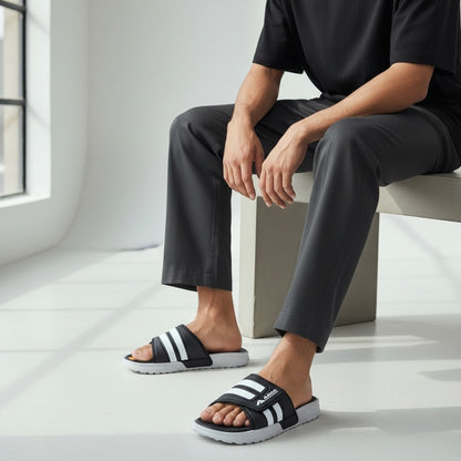Men's Ultra-Comfort Athletic Slides – Black & Grey