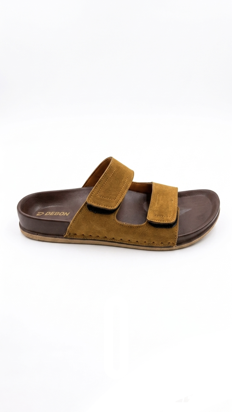 “Debon Men’s Premium Brown Comfort Slide Sandal”