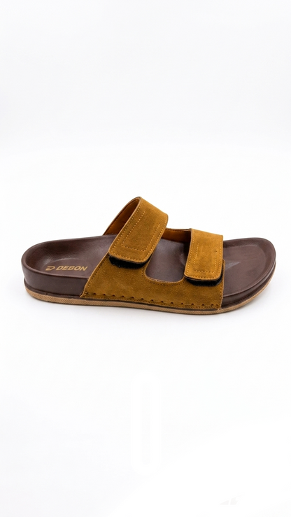 “Debon Men’s Premium Brown Comfort Slide Sandal”