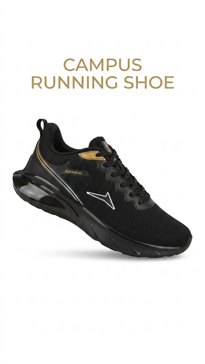 Men's Ultra-Lightweight Breathable Running Shoes – Black & Gold