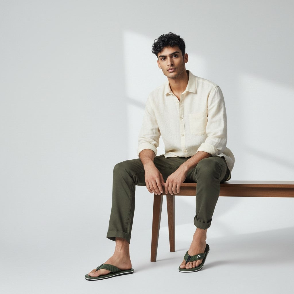 Men's Olive Green Premium Comfort Flip Flops