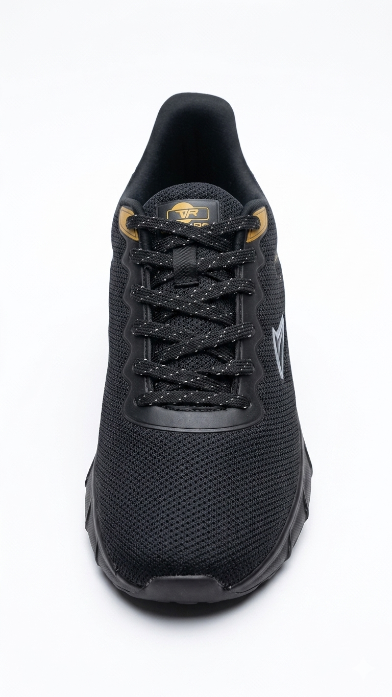 Men's Ultra-Lightweight Breathable Running Shoes – Black & Gold