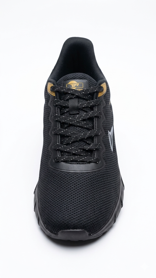 Men's Ultra-Lightweight Breathable Running Shoes – Black & Gold