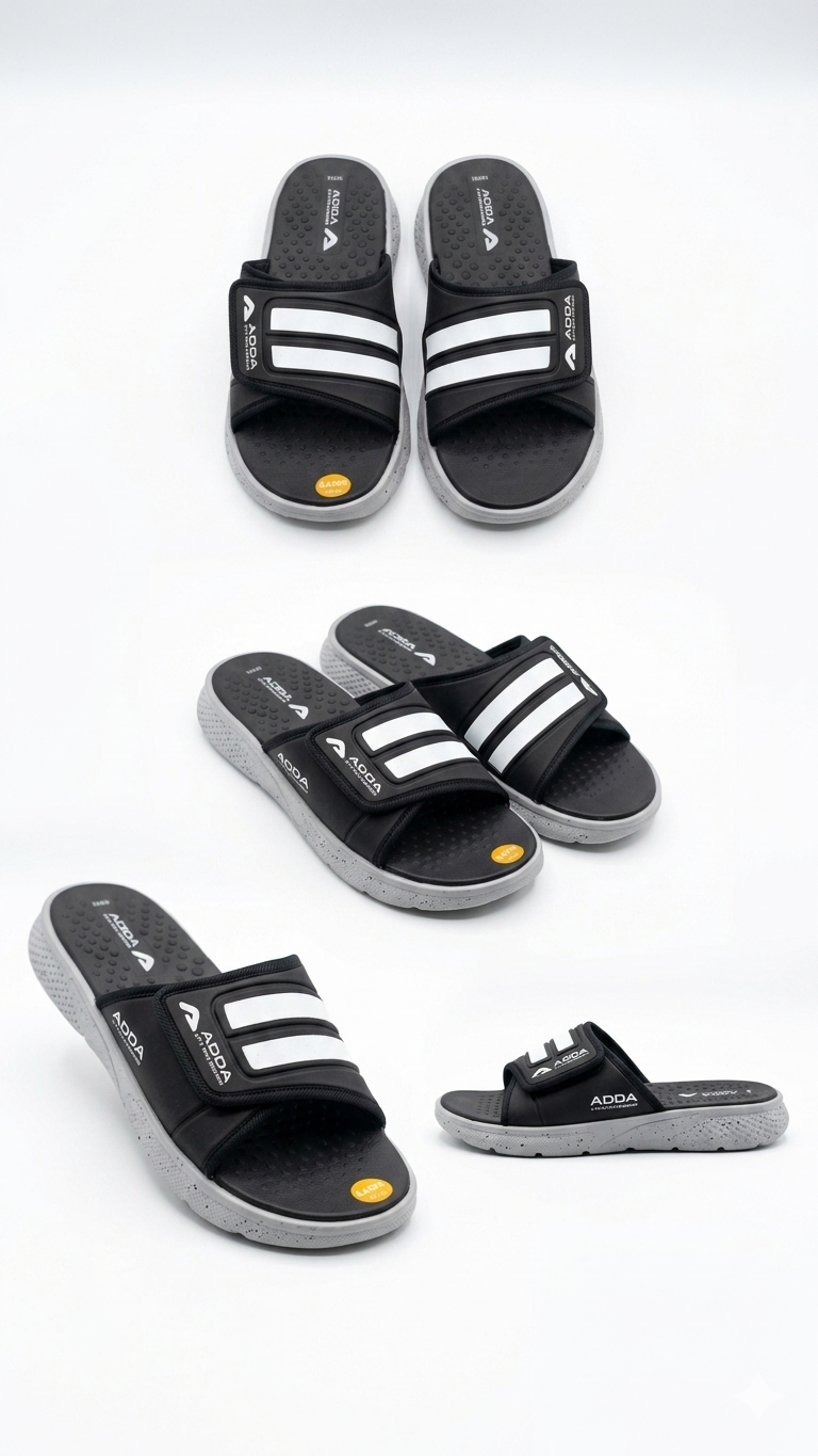 Men's Ultra-Comfort Athletic Slides – Black & Grey