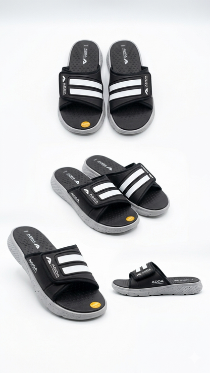 Men's Ultra-Comfort Athletic Slides – Black & Grey