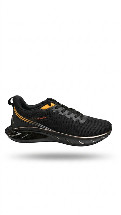 Men's Ultra-Lightweight Breathable Running Shoes – Black & Gold